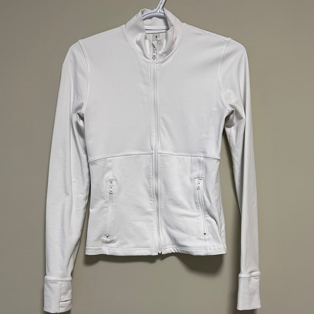 Aritzia TNA White Zip-Up Jacket